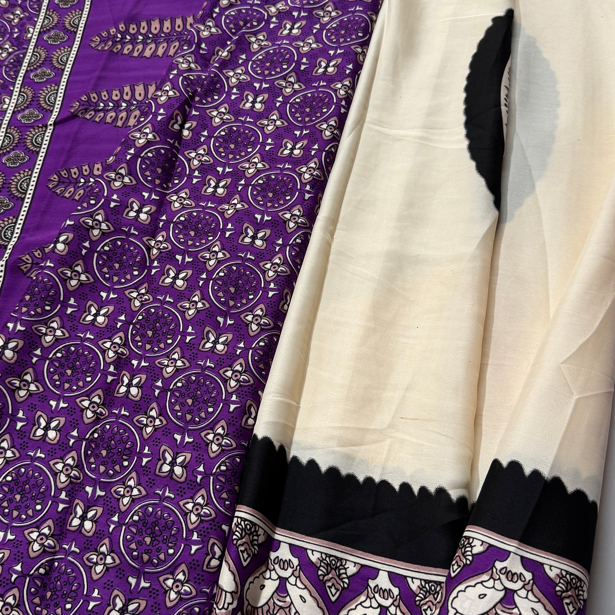 Ajrak Satin Saree with Contrast Blouse