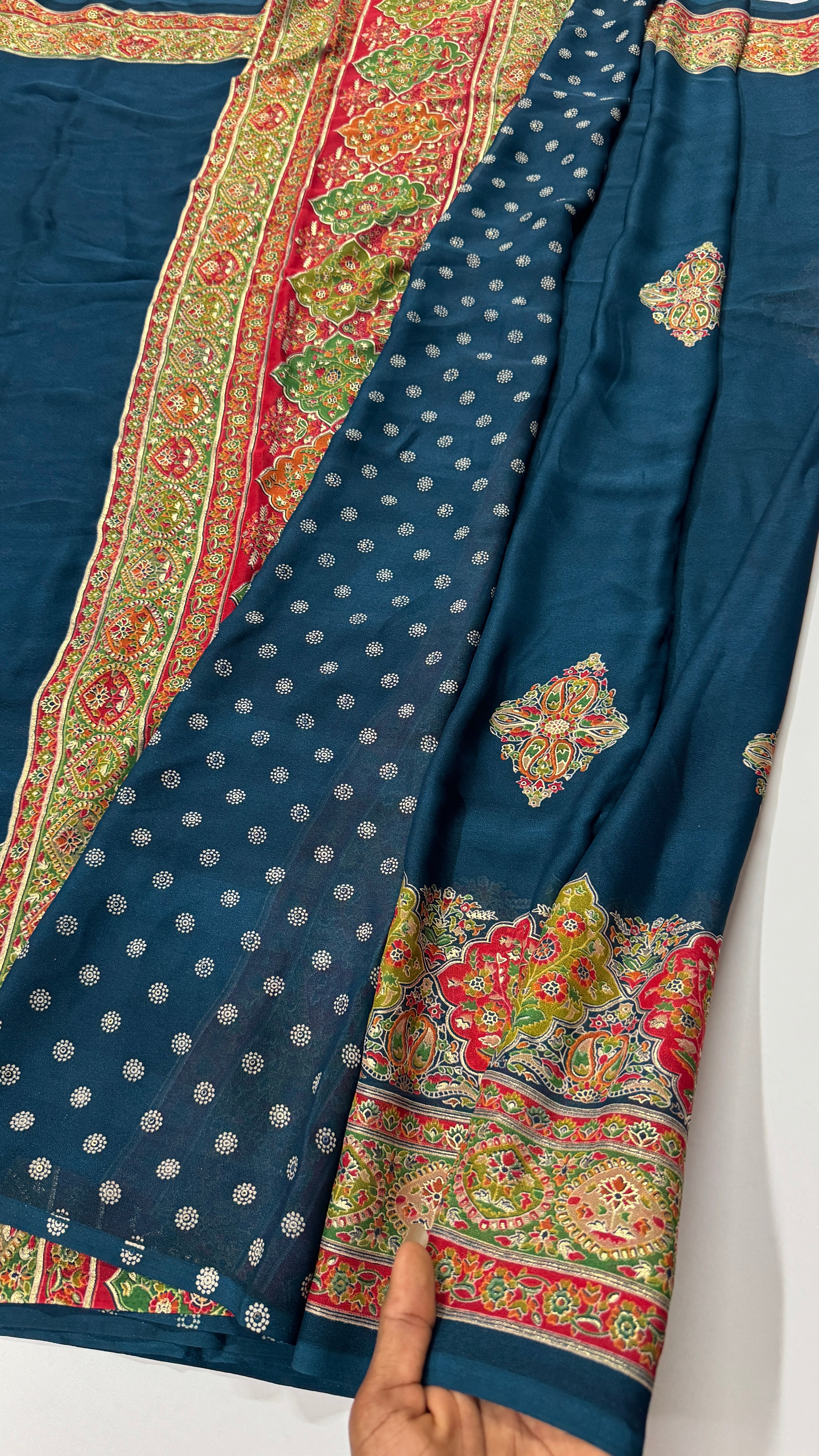 Georgette Pashmina Foil Printed Saree-VARAHI026