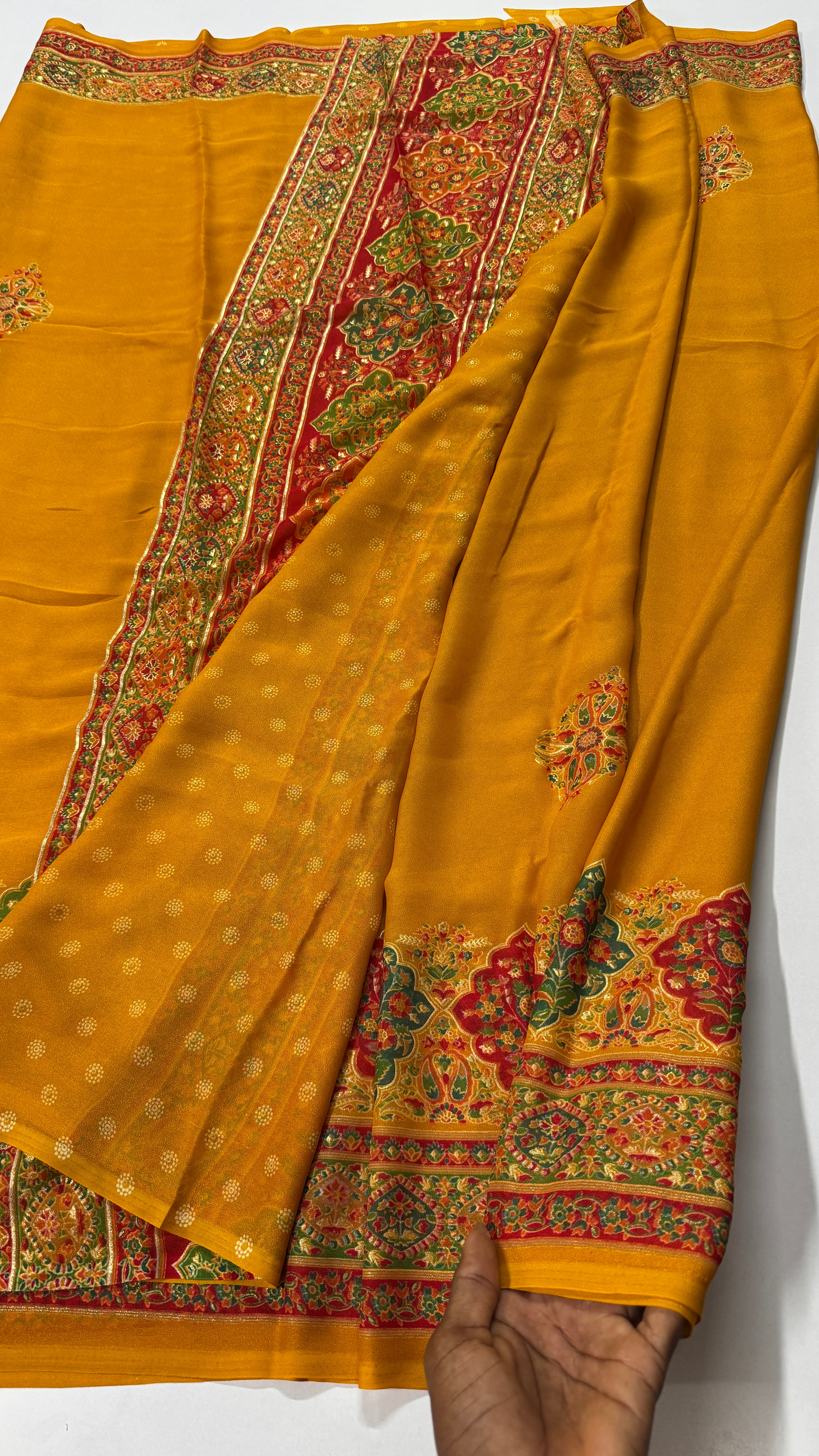 Georgette Pashmina Foil Printed Saree-VARAHI026