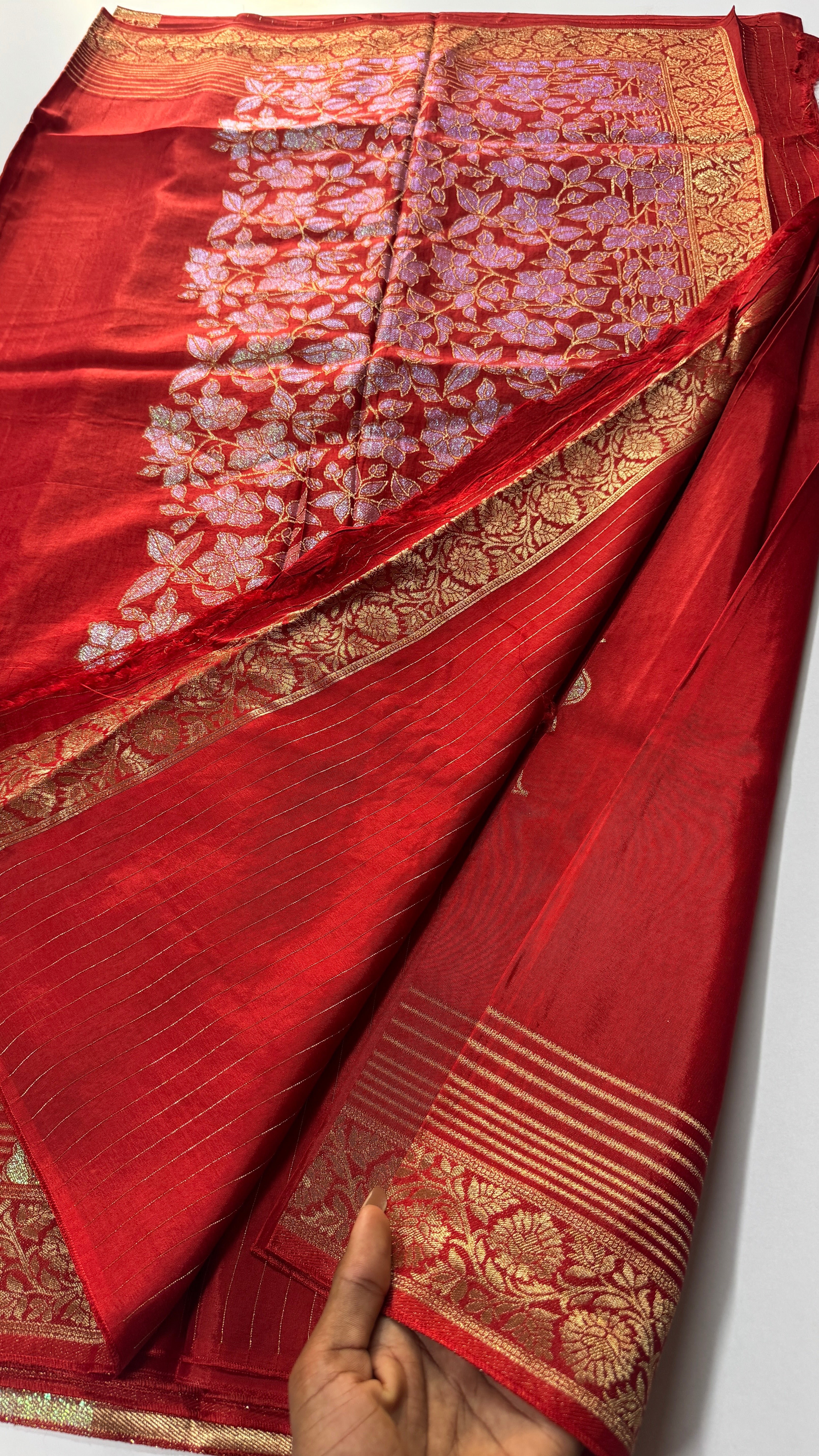 RAW MANGO SAREE – GLITTERY LEAF DESIGN-VARAHI034