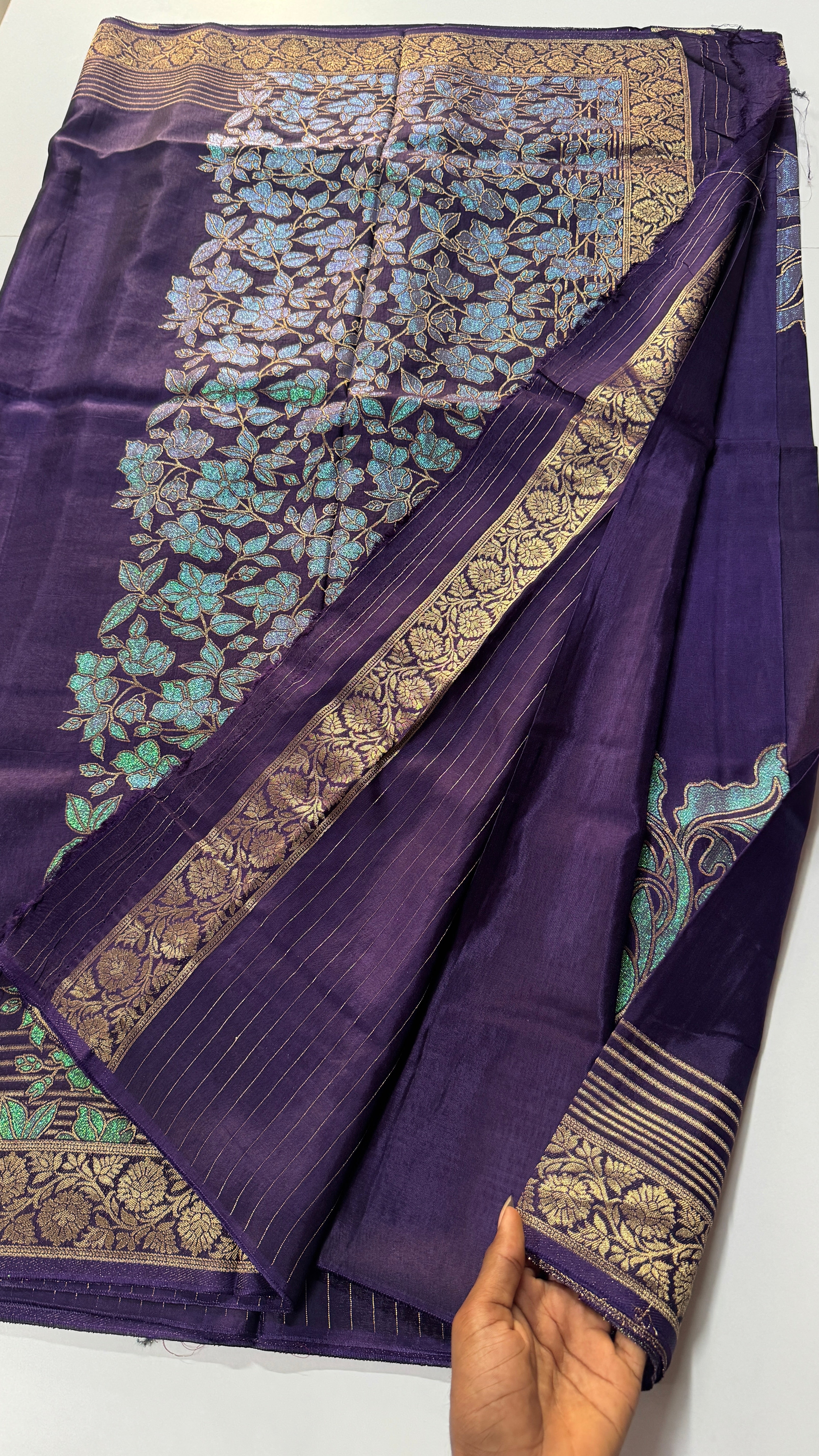 RAW MANGO SAREE – GLITTERY LEAF DESIGN-VARAHI034
