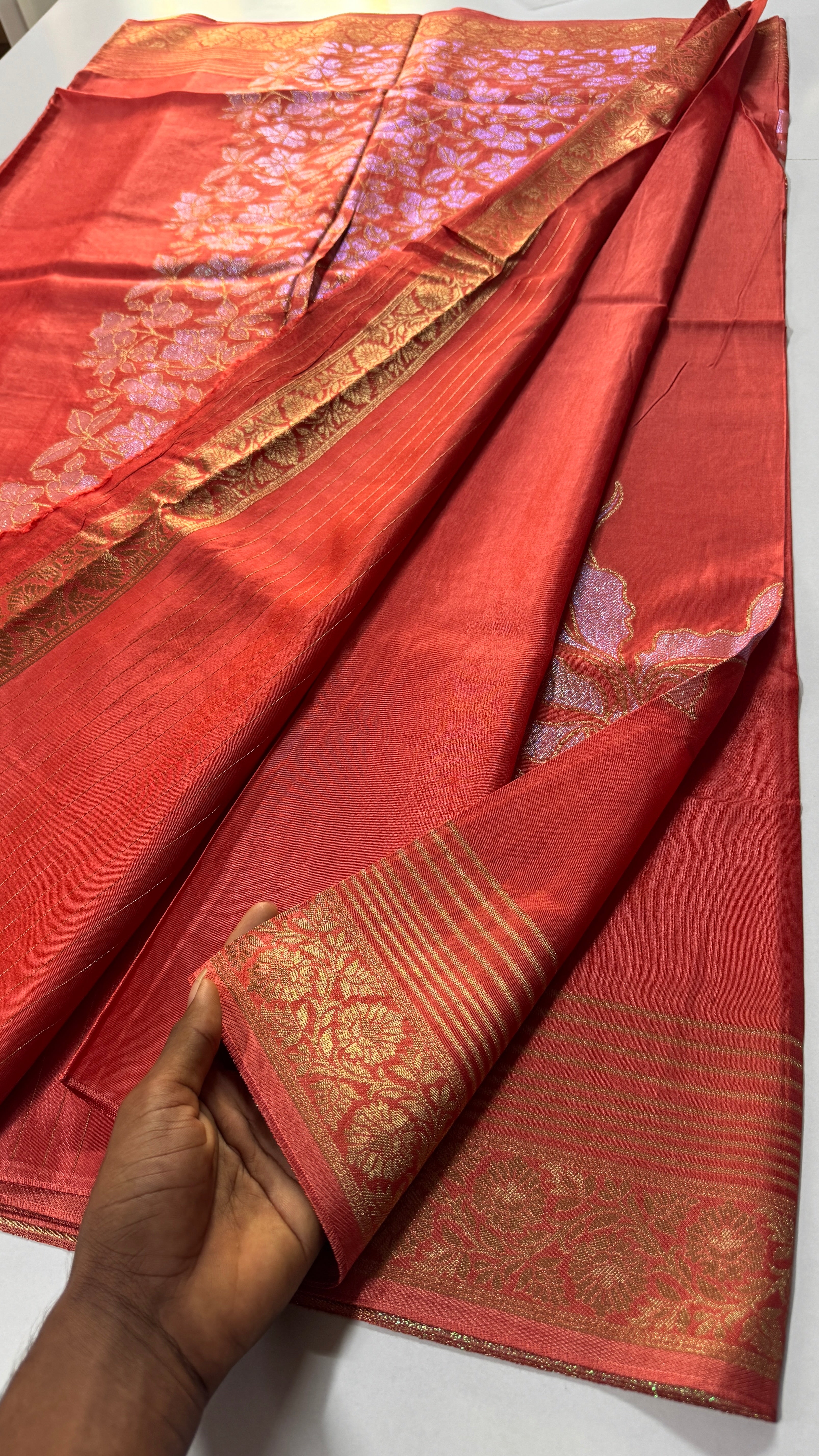 RAW MANGO SAREE – GLITTERY LEAF DESIGN-VARAHI034