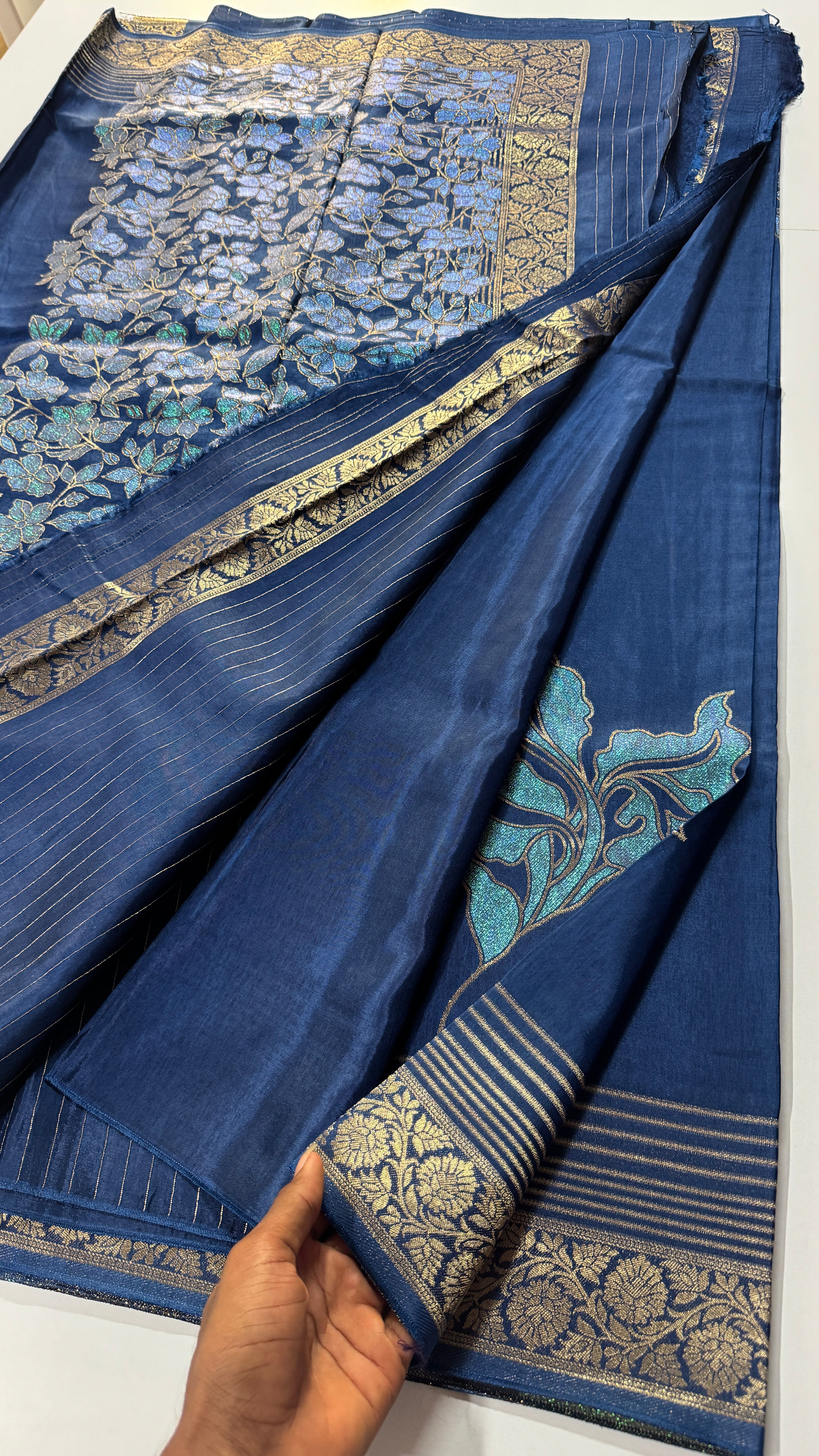 RAW MANGO SAREE – GLITTERY LEAF DESIGN-VARAHI034