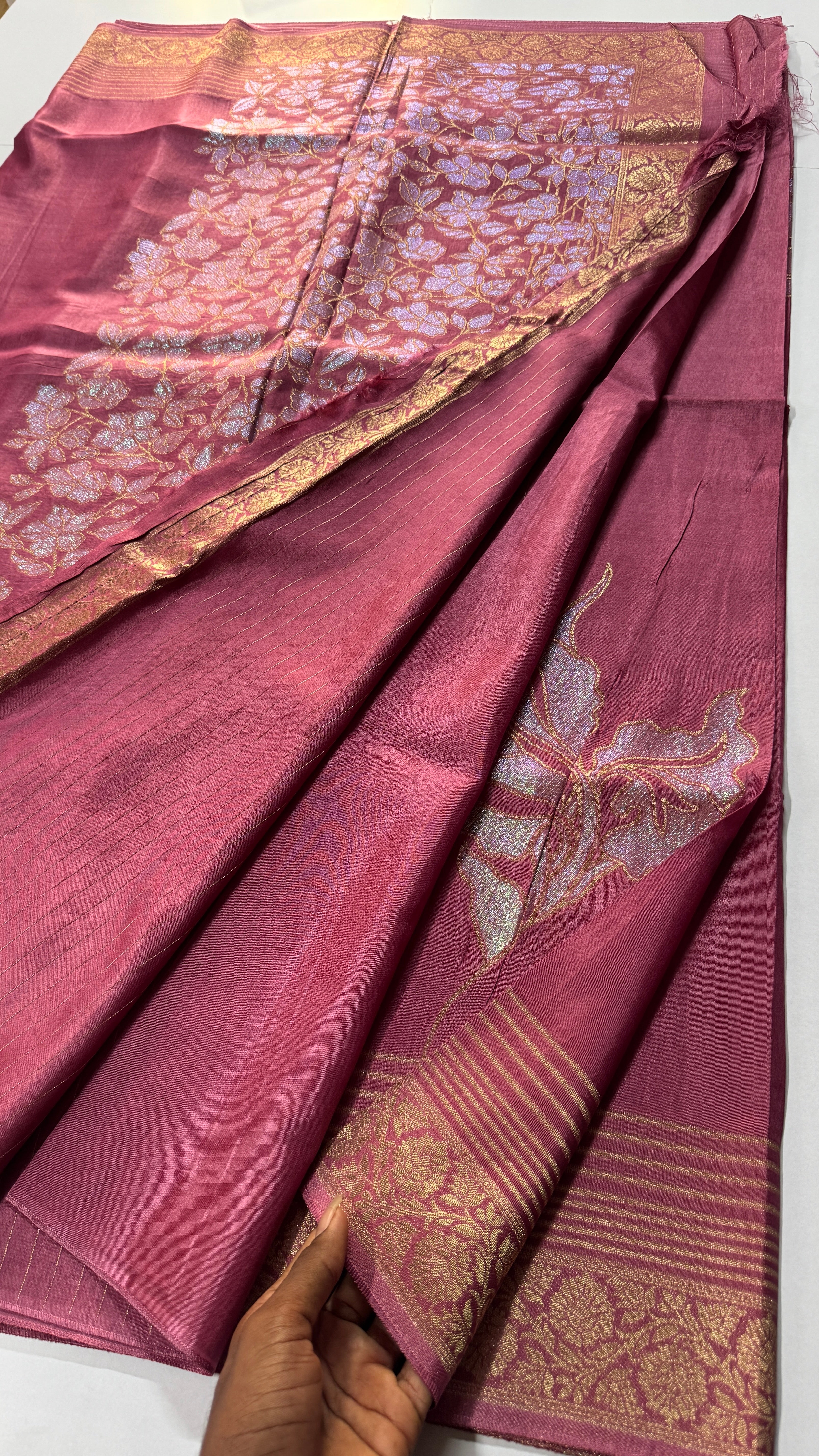 RAW MANGO SAREE – GLITTERY LEAF DESIGN-VARAHI034