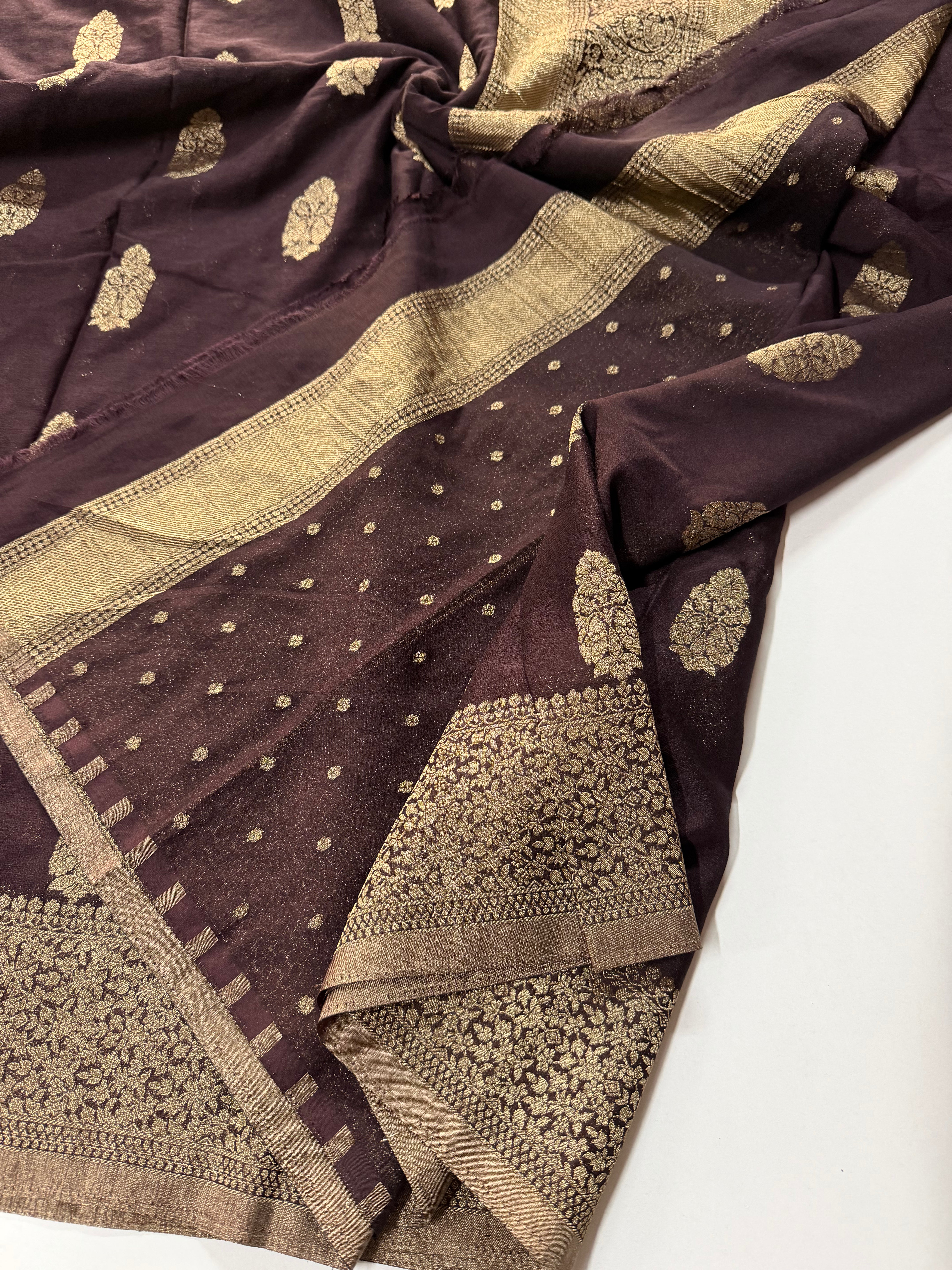 Big butta Georgette crepe beauty in brown- VARAHI50