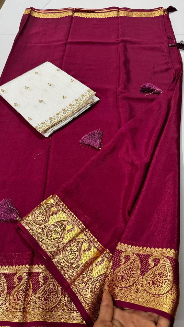 Mysore crepe mango border washable