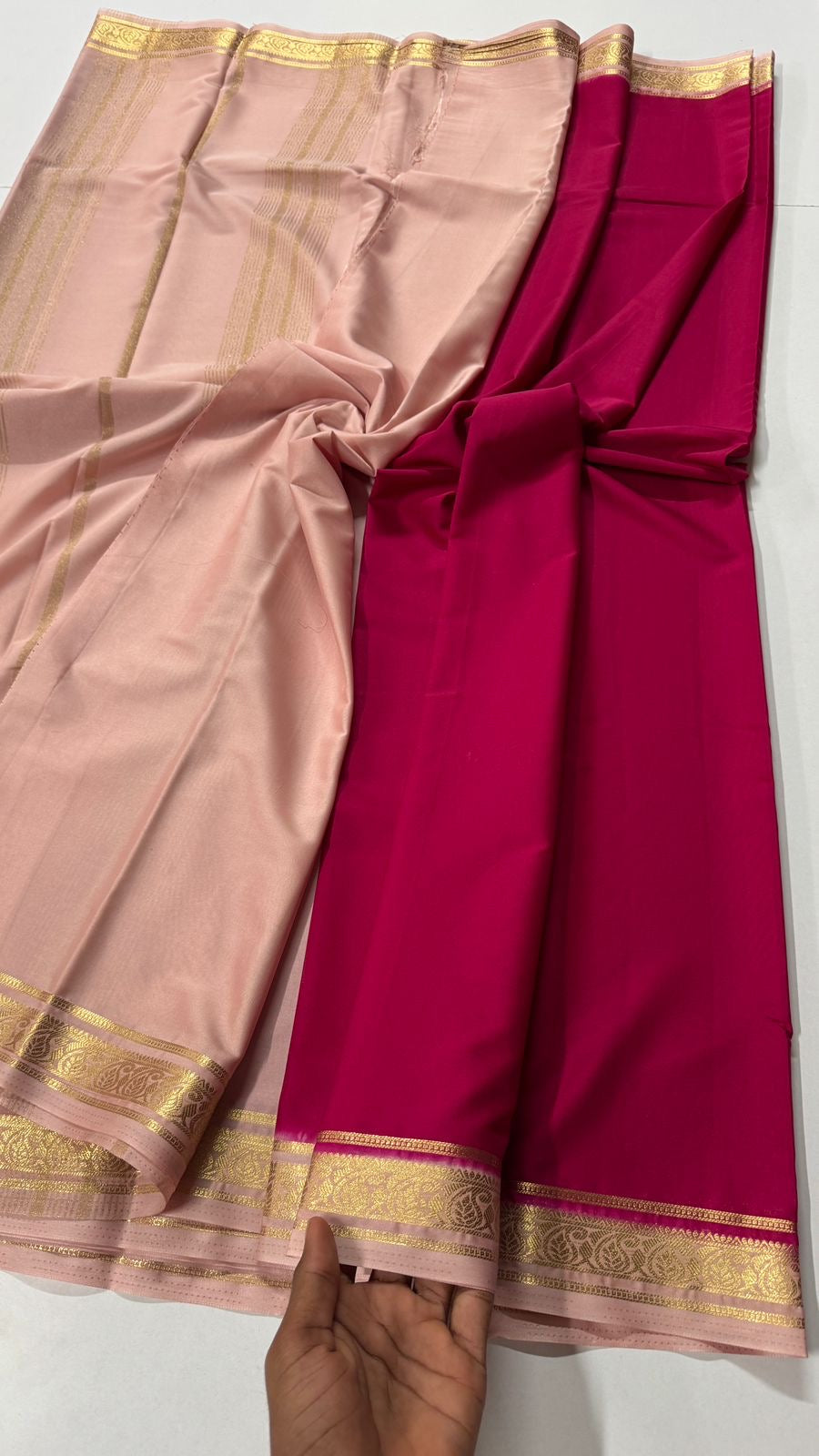 1.5 inch gold zari semi Mysore crepe contrast- VARAHI053