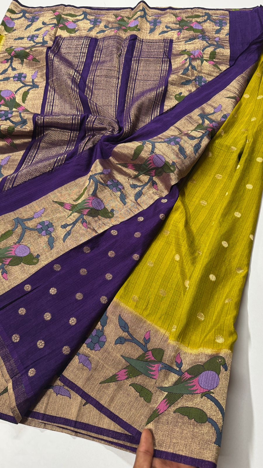 Super premium quality Tussar Georgette- Parrot Motif- VARAHI054