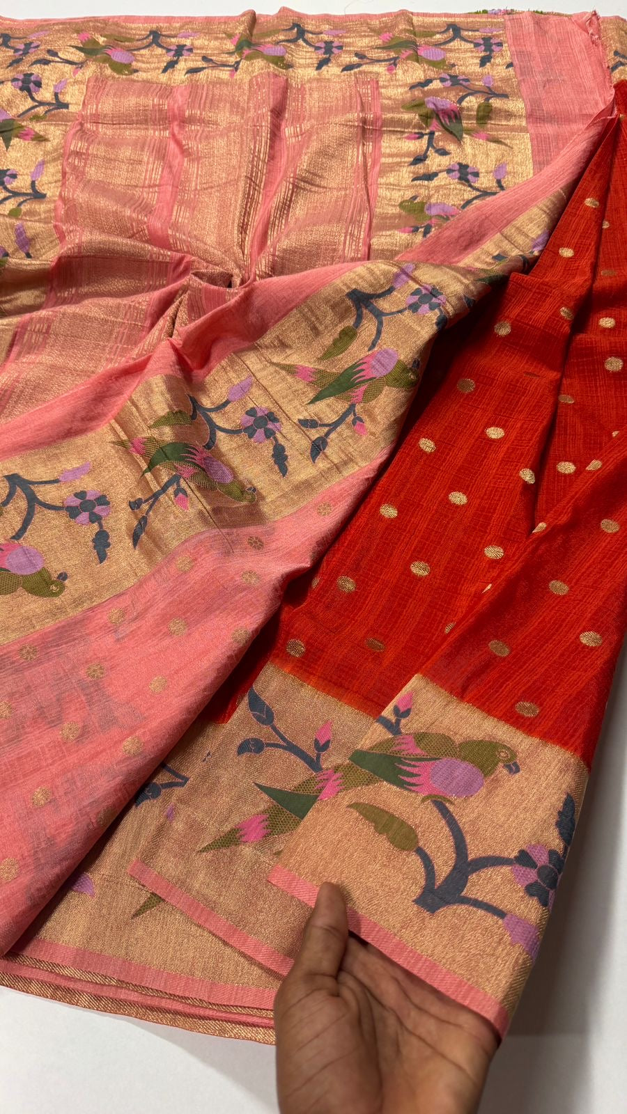 Super premium quality Tussar Georgette- Parrot Motif- VARAHI054