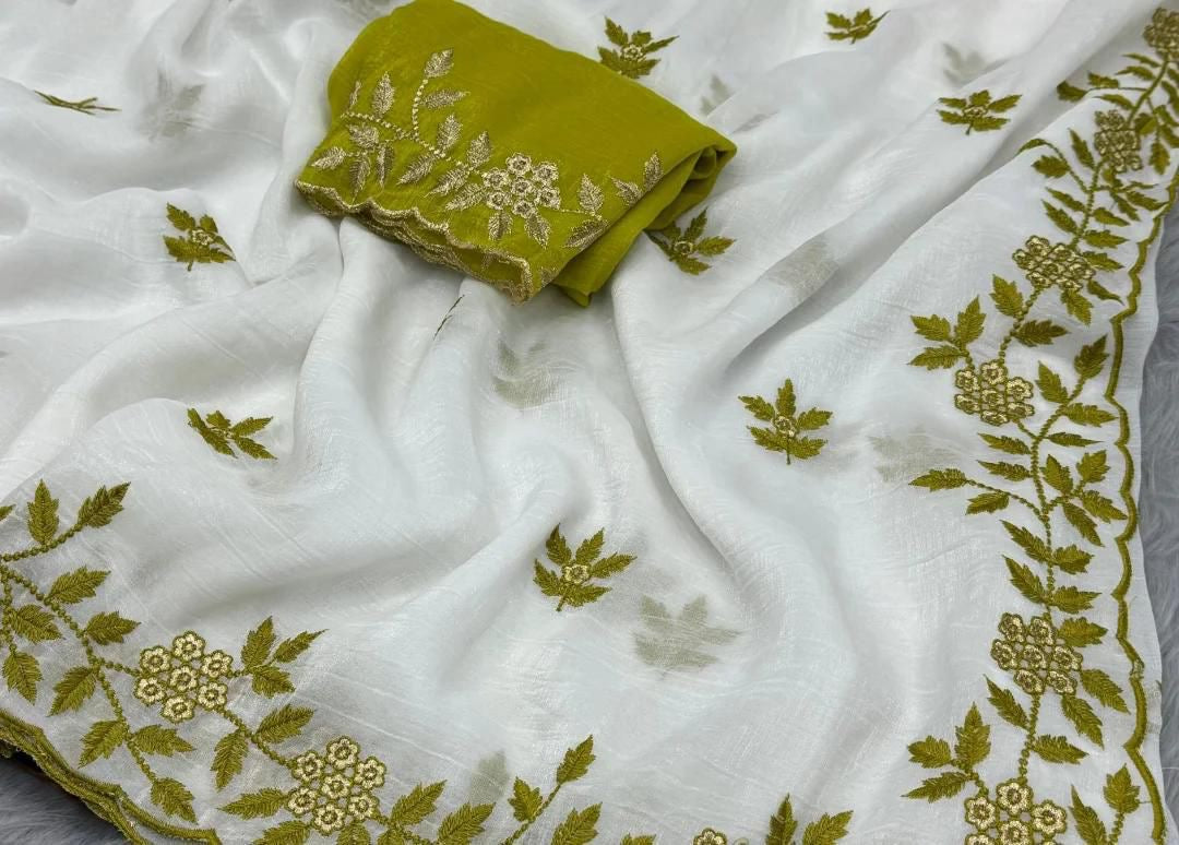 Party Wear Tissue Saree (Contrast Style)