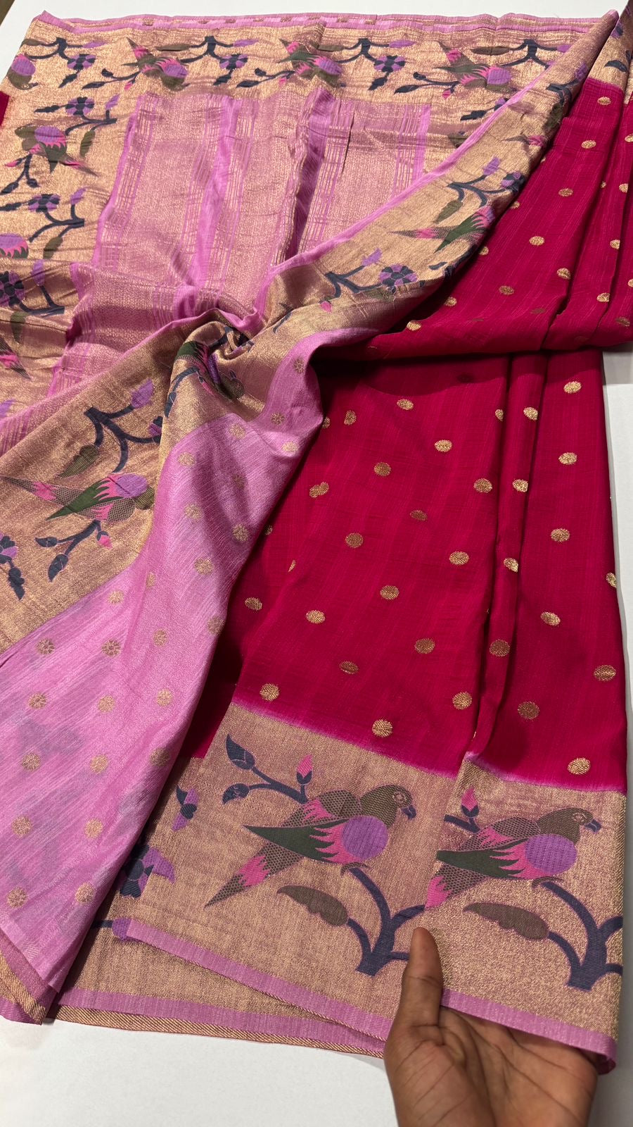 Super premium quality Tussar Georgette- Parrot Motif- VARAHI054