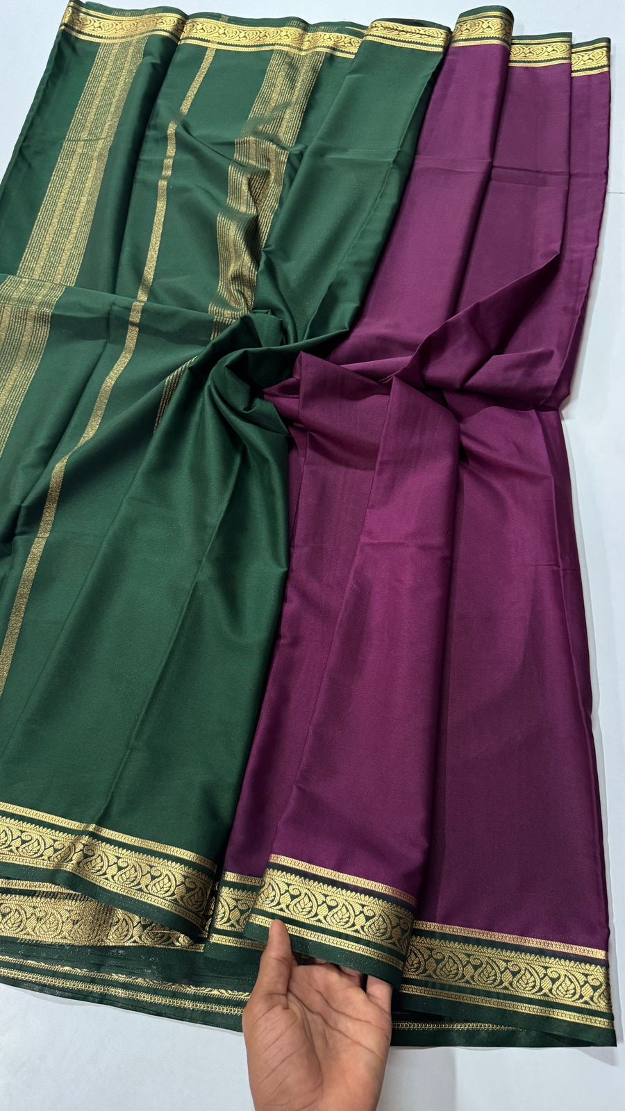 1.5 inch gold zari semi Mysore crepe contrast- VARAHI053