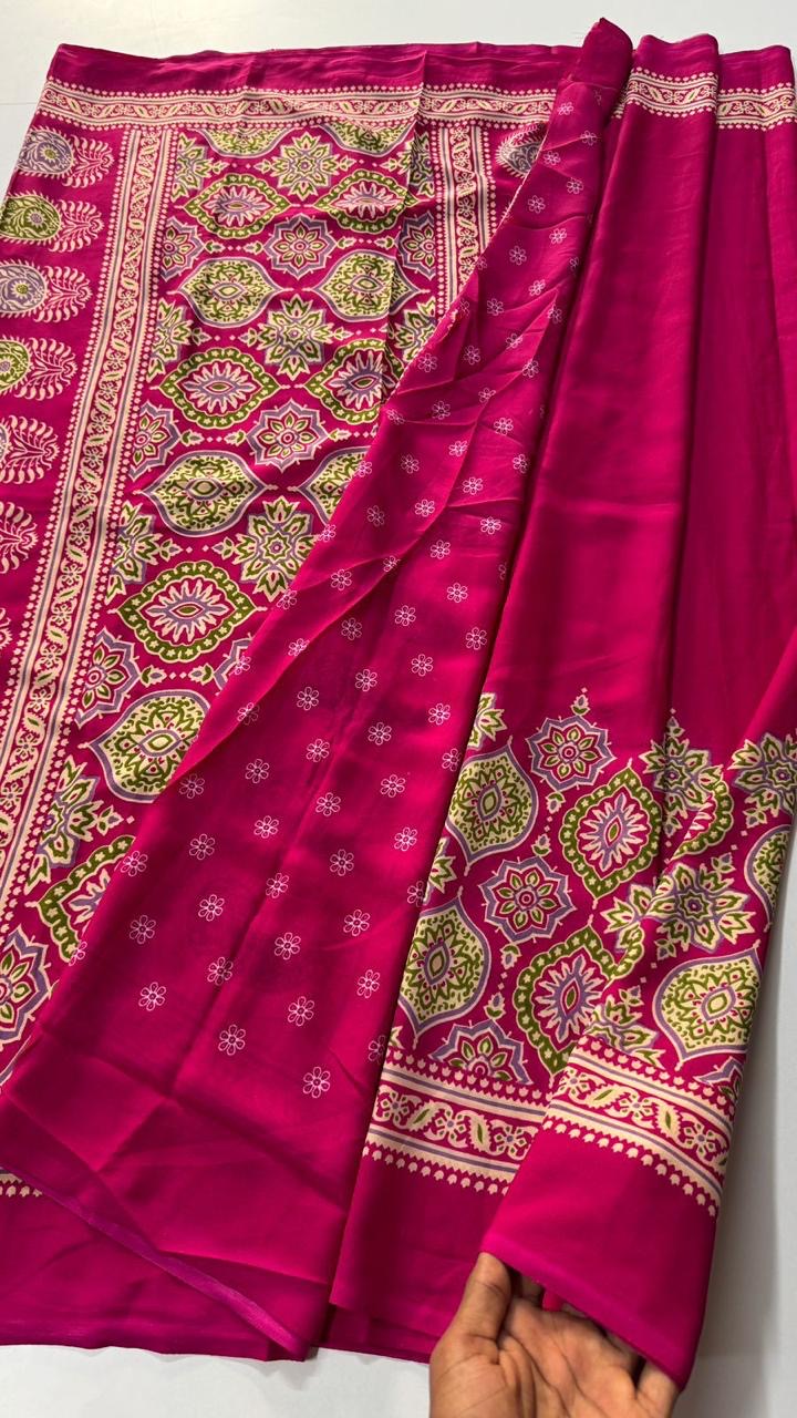 Ajrak-printed georgette fabric- VARAHI051