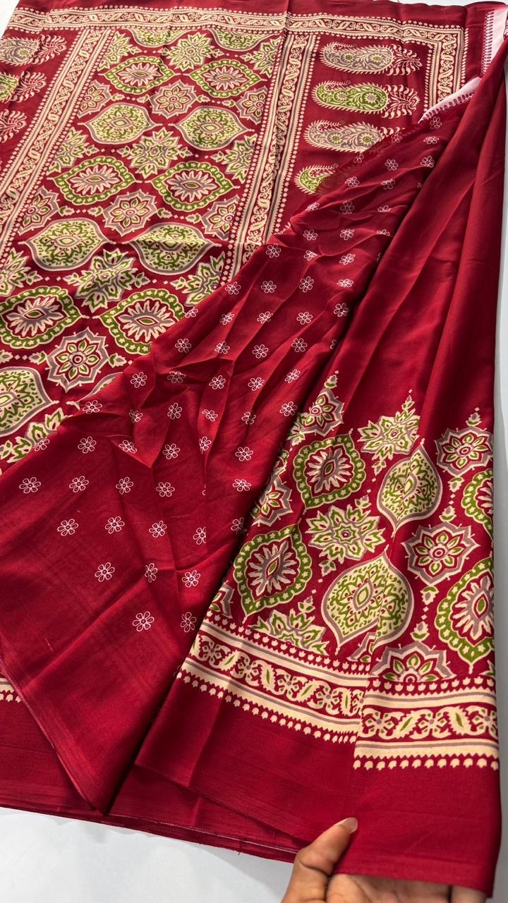 Ajrak-printed georgette fabric- VARAHI051