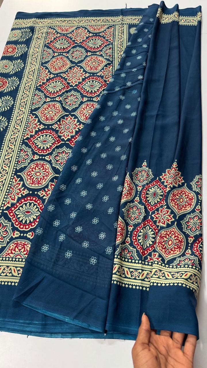 Ajrak-printed georgette fabric- VARAHI051