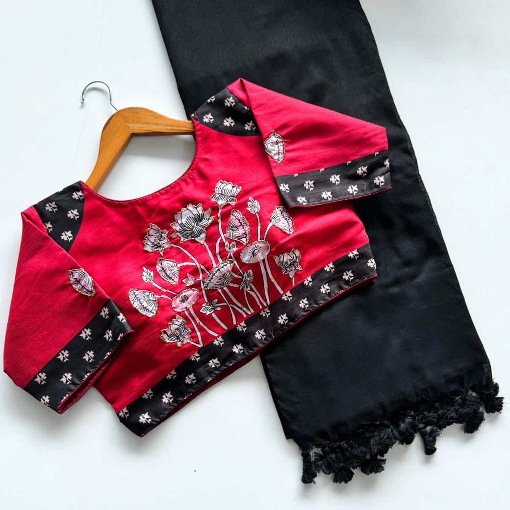 Cotton Saree with Ready Khadi Cotton Blouse