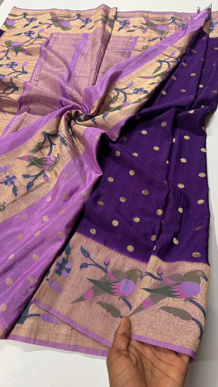 Super premium quality Tussar Georgette- Parrot Motif- VARAHI054