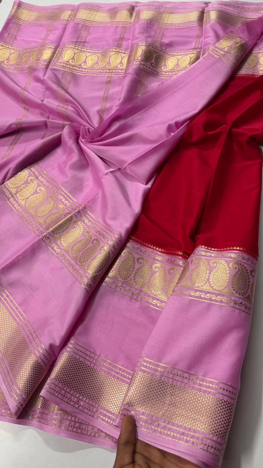 Mysore Crepe Silk Saree - Big Bentex Mango- VARAHI011