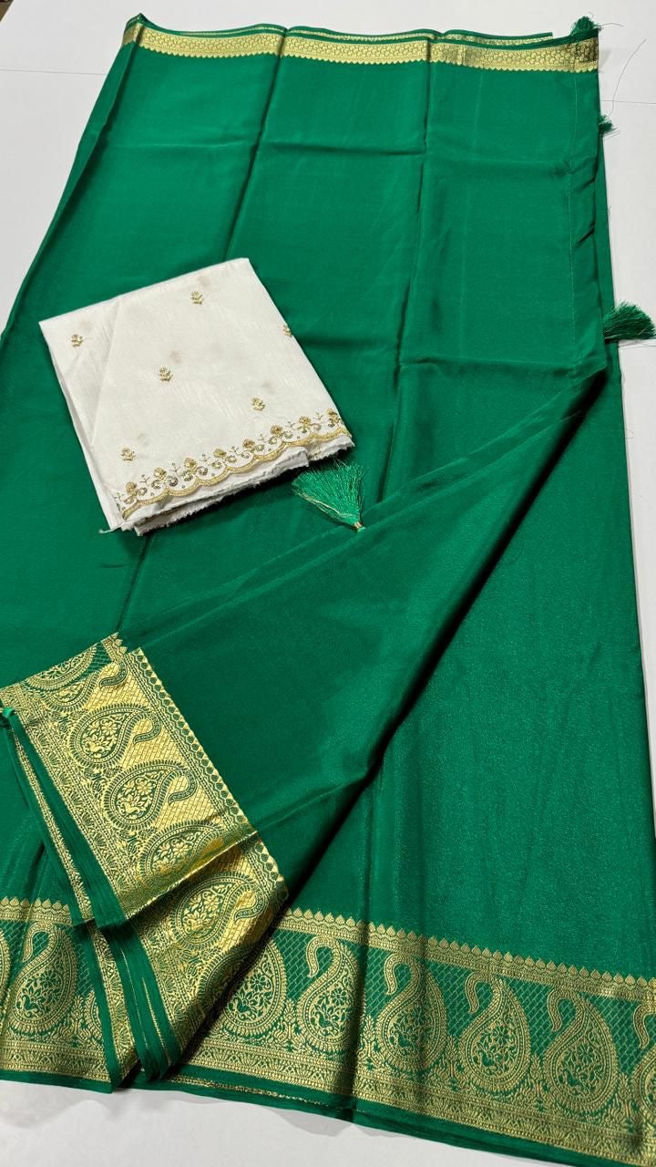 Mysore crepe mango border washable